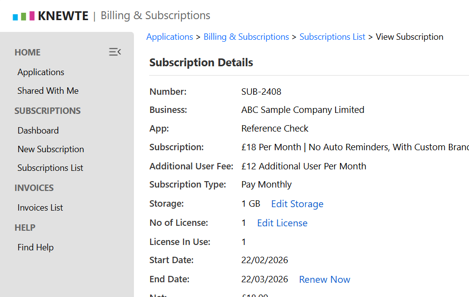 KNEWTE subscription models and billing management