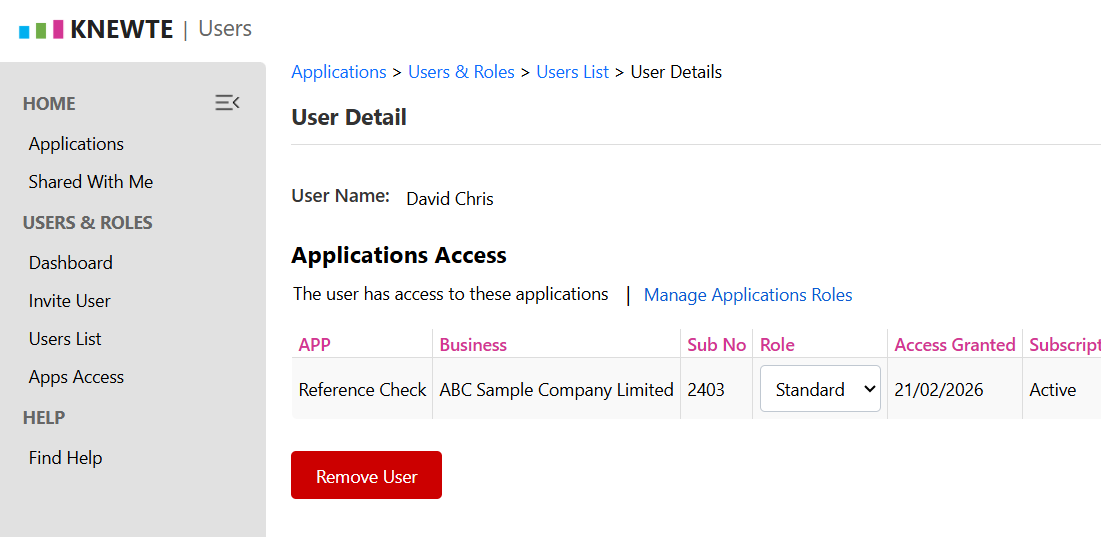 Apps sharing with roles and controlled access management